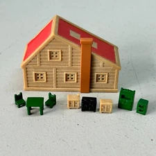 Vintage Sylvanian Families Miniature Red Roof Deluxe Doll House with Furniture