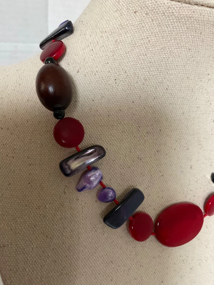 Collar de cristal con cuentas joyería rara vintage Foto 2 de 3