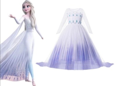 Elsa Frozen Queen Dress Girls Costume Snow Ice Cosplay for Kids Ages 2T-10T