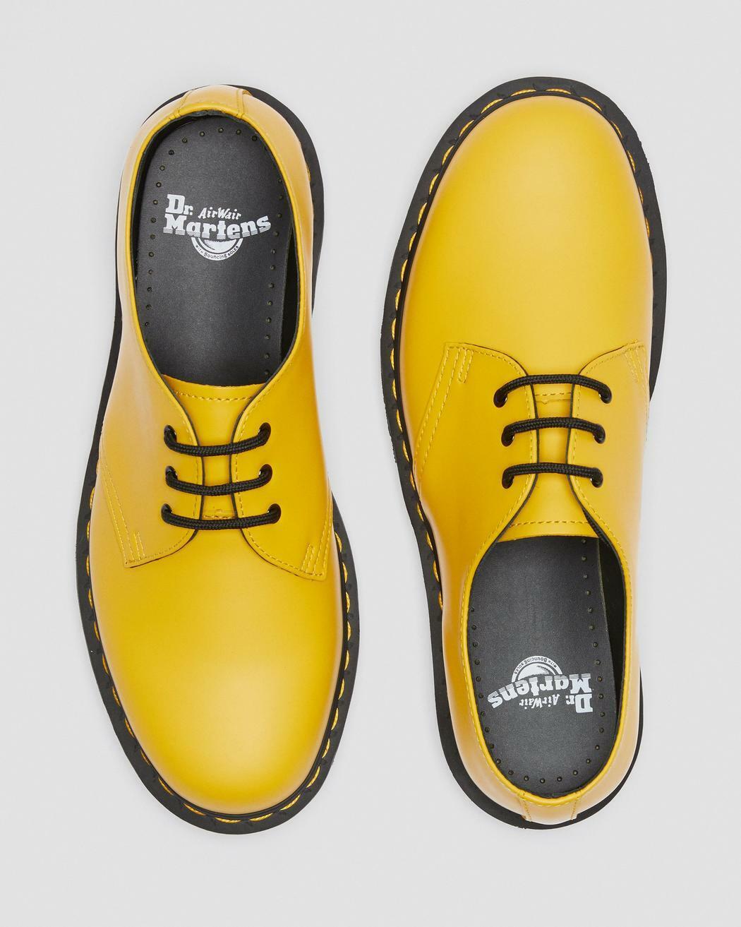 Dr. Martens Classic 1461 Yellow Smooth 3-Eyelet Lace-up Flat Shoes UK 3 - 12