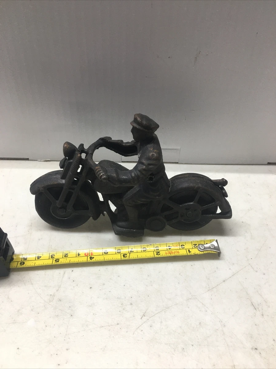 1930's Hubley Cast Iron Black Patrol Police Motorcycle W Cast Iron Tires |  eBay