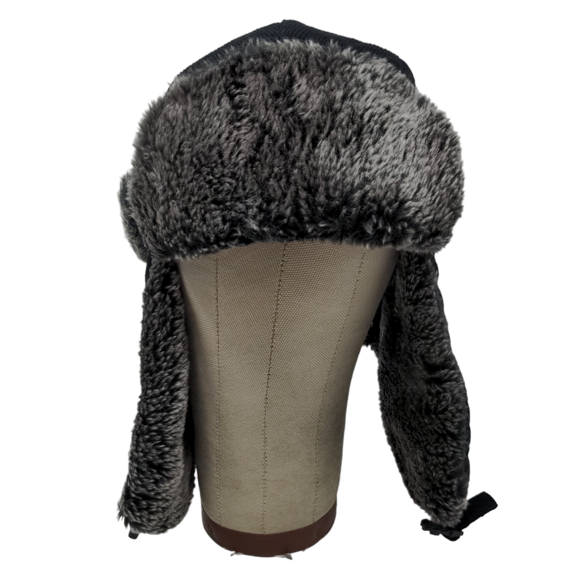 KBEthos Men's Trapper Hat Black One Size Vegan Fur Trim Ear Flaps