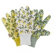 Briers Gardening Gloves Sicilian Lemon Cotton High Grips Ladies Medium 3pck