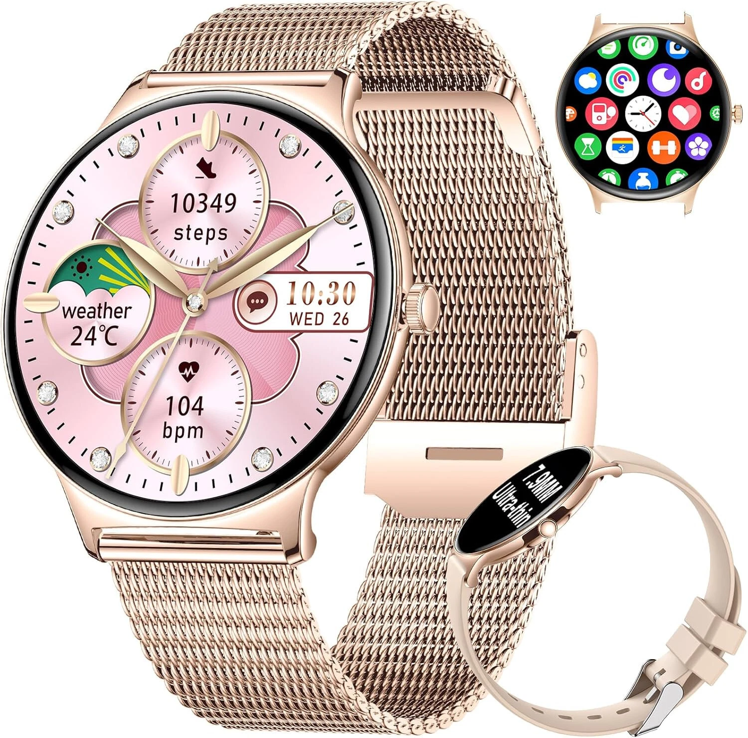 Smart Watch Women Girls with Phone Function Wristwatch for iPhone Samsung
