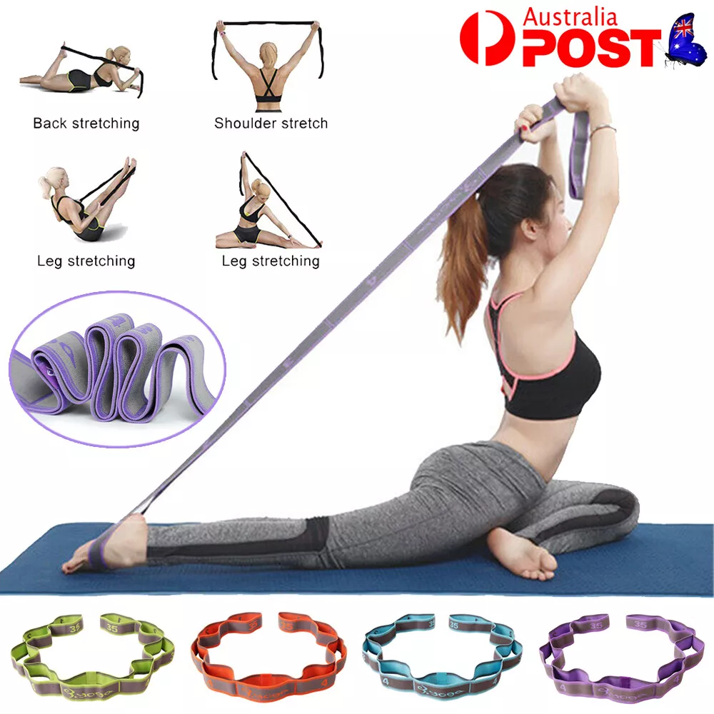 9 Segment Yoga Stretch Strap Training Belt Leg Body Fitness Exercise Gym  Elastic