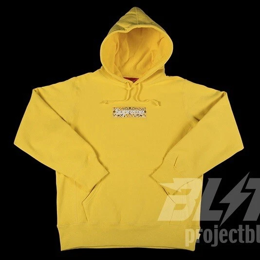 FW19 SUPREME BANDANA BOX LOGO SWEAT À CAPUCHE JAUNE TAILLE S PETIT 2019
