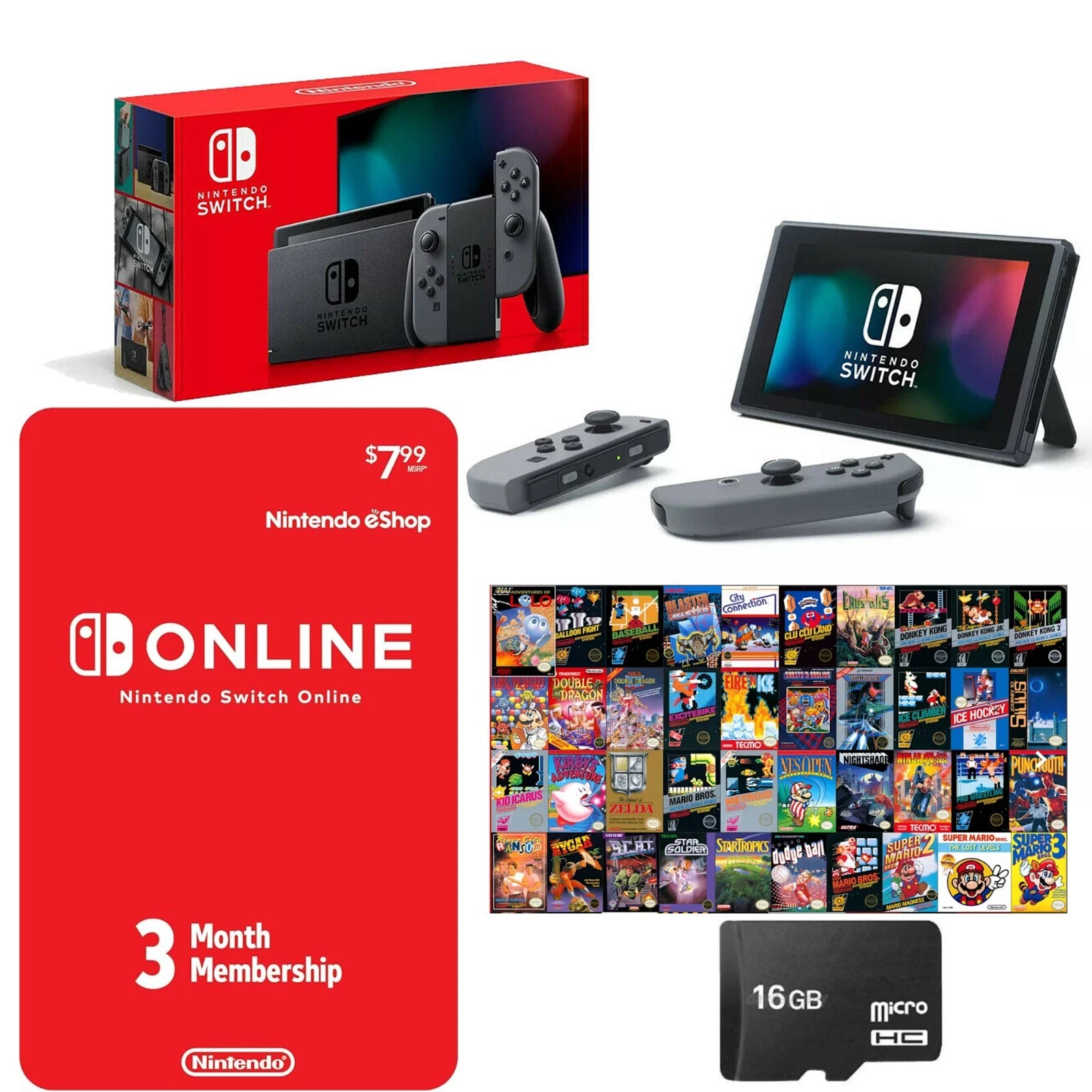 Nintendo Switch Console Gray RETRO 🚀 Bundle +3Month Membership 100+ Games +16GB Review