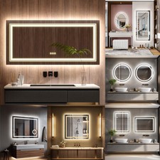 Double Lights Anti-Fog LED Bathroom Mirror Dimmable Vanity Makeup Memory Setting