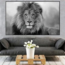 Black and White Animal Lion Canvas Painting Canvas Wall Art Posters & Prints Art