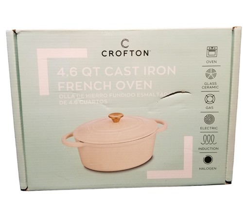 Cast Iron Dutch French Oven Crofton Cookware 4.6 Qt (4.4L) White Gold Enamel - Picture 2 of 6