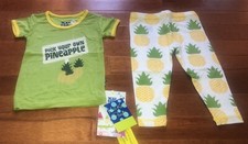 Kickee Pants Toddler Girl Bamboo Natural Pineapple Pajamas 12-18 Months New