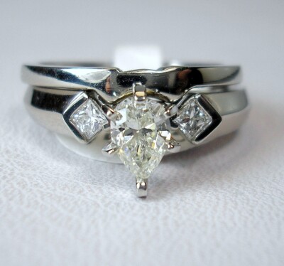 0.46 ct Pear, 0.62 cttw Natural Diamonds Palladium Wedding Set Was $4,725 Video