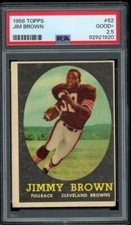1958 Topps Football #62 Jim Brown RC Browns PSA 2.5 GD+ LOOK!