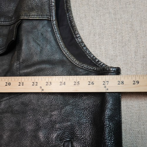Dream Apparel Gilet Pelle Nero Taglia 60 Snap Full-Zip Retro Motociclista - Foto 4 di 22