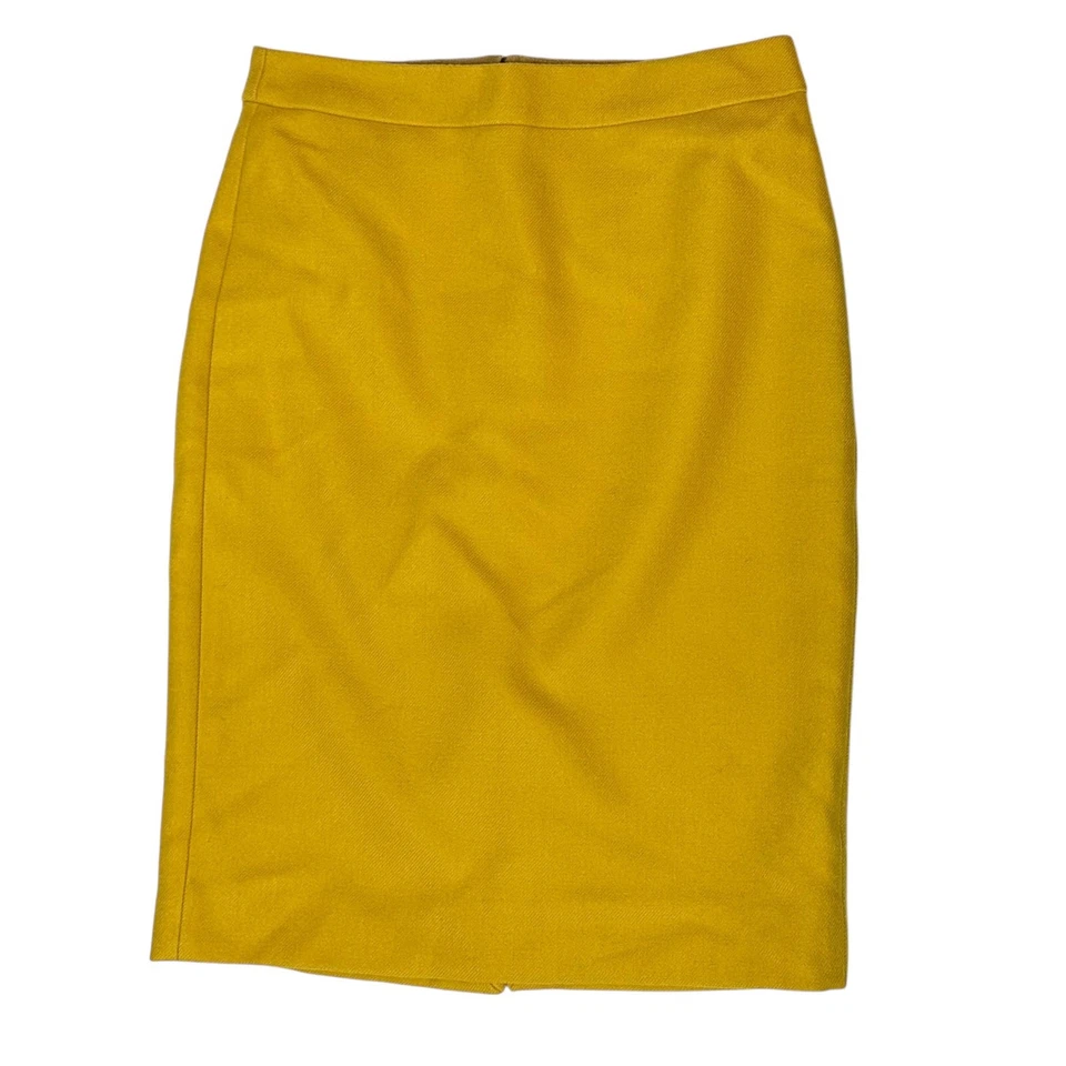 J. Crew Double Serge Pure Wool No. 2 Falda Lápiz Amarillo Mostaza 47314 Talla 00 Foto 2 de 4