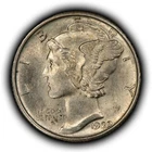 1929 10c Mercury Silver Dime - AU/UNC - SKU-Z6793