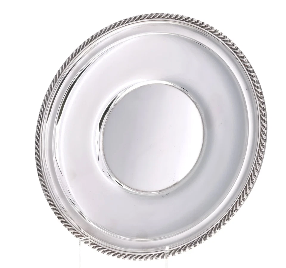 Plato sándwich con borde de cuerda Gorham de plata de ley placa base de cena años 40 vintage Foto 3 de 4