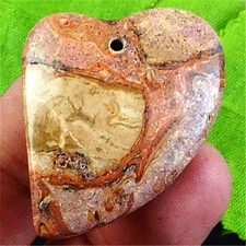 JT80118 34x31x8mm Yellow/brown Kambaba Jasper Heart Pendant Bead