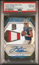 Josh Allen 2018 Spectra Rookie Aspiring Patch Auto /49 RPA PSA 8 Player-Worn RC