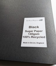 A2 Black Sugar Paper 250 Sheets 42 x 59.4cm 140gsm A2 Size  Recycled