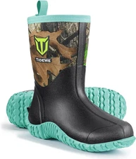 TIDEWE Rubber Boots for Women, 5.5mm Neoprene Insulated Rain 8, Next Camo G2 
