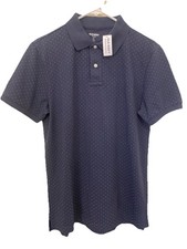 Old Navy Men s New Navy Go Dry Classic Blue Polo White Dot Pattern Size Medium