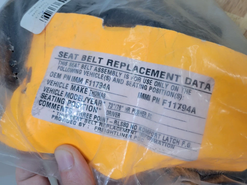 IMM F11794A BELT - DRIVERS SEAT Thomas Built Bus 73"/78" HR Pusher FC New — 第 3/4 张图片