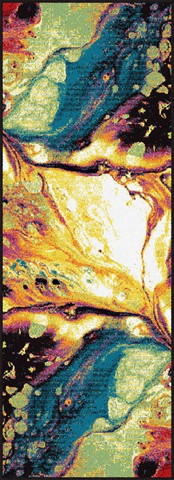 2x7 Multi-Color Blots Leaks Waves Abstract Runner SMP1004 - Aprx 2' 7" x 7' 3" - Image 3 of 3