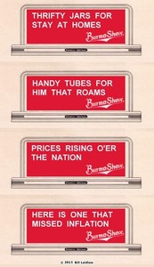 BurmaShave, HO / OO scale 4 billboard signs #45, Prices Rising O'er The Nation