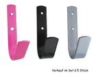 Set of 5 Wall Hooks Metal for Halter and Bridle Black, Silver or Pink