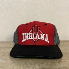 Vintage 90s Indiana Hoosiers Snapback Hat The Game Red Cap OSFM Large Logo VGC