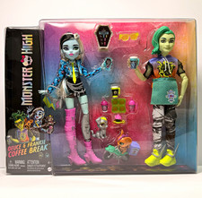 Monster High Coffee Break Deuce Gorgon & Frankie Stein Dolls w/ Accessories