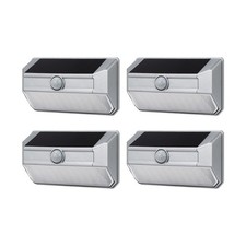 Home Zone Mesh Linkable Series 4-Pack Solar SMD LED Security Wall Pack Light,...