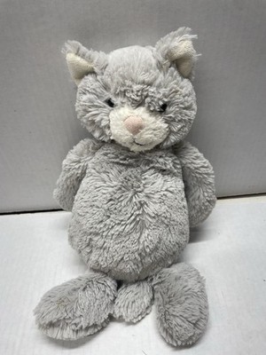 Jellycat London Retired Gray Bashful Kitten Kitty Cat White Face Plush 11'' Soft