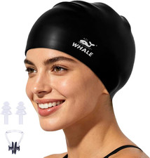 Extra Large Swim Cap for Women Men Durable Silicone Swim Cap with Ear Protecti