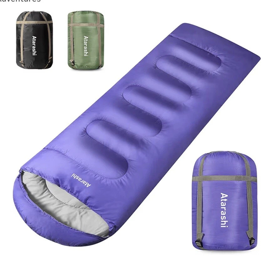 Atarashi Camping Sleeping Bag 40 X 87 Purple For Hiking, Backpacking, Outdoors