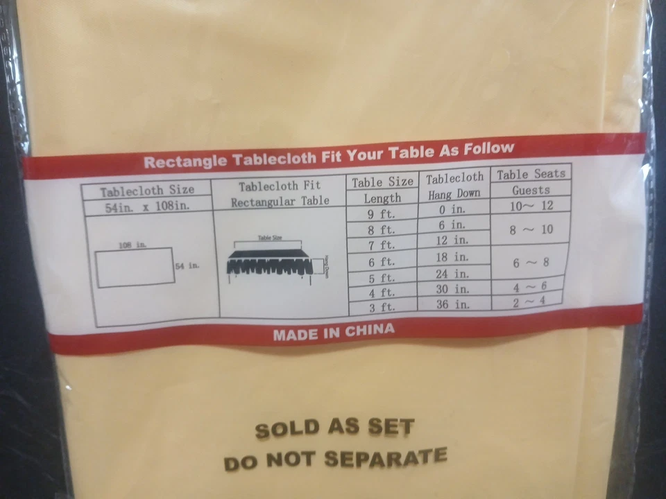 Plastic Table cover 2 pack Rectangle 54" x 108" light yellow - Image 3 of 4