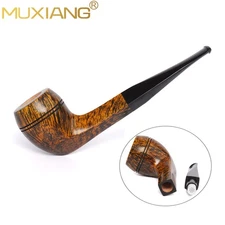 MUXIANG 9mm Bulldog Tobacco Pipe Briar Wood Smooth Smoking Pipe Cumberland Stem