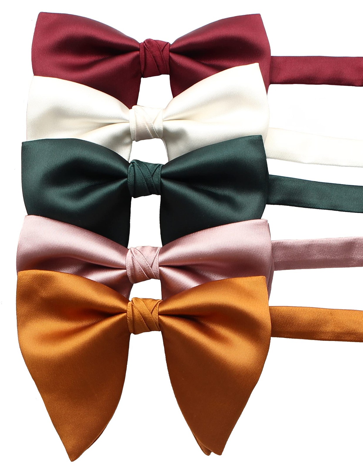 Mens Oversized Satin Silk Bow Tie Solid Color Formal Tuxedo Big C- Champagne