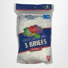 Vintage 2004Unopened Boys 3 Pack Fruit of the Loom White Underwear Briefs Sz 12