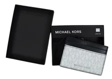 Michael Kors All-Over MK Mason Signature Card Case Wallet Gift Boxed NWT White
