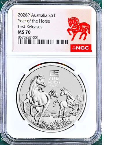 2026 Australia .9999 Silver Lunar Year of the Horse NGC MS70 1oz $1 Coin FR