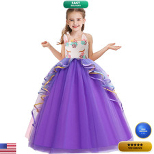 Newepie Girls Unicorn Costume Halloween Fancy Dress Princess Birthday Pageant
