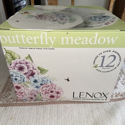 NEW Lenox China BUTTERFLY MEADOW HYDRANGEA 12 PC Set  Service for 4 MSRP $264