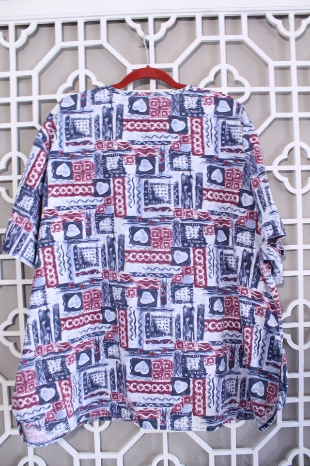 Blusa Médica Moda Sello Corazones Azules Enfermera Mujer 2XL Pullover Ropa de Trabajo Foto 2 de 4