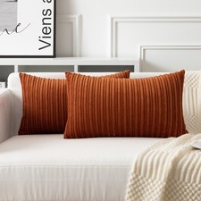 UGASA Fall Velvet 12x20 Inch Lumbar Soft Throw Pillow Covers Decorative Cordu...