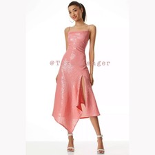 NWT Alice and Olivia Harmony Sequined Midi Dress Size 2 English Rose