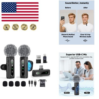 Wireless USB C Lavalier Microphone with Active Denoise for Podcasters & Vloggers