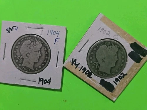 1904, 1902 Barber Half Dollar  GOOD