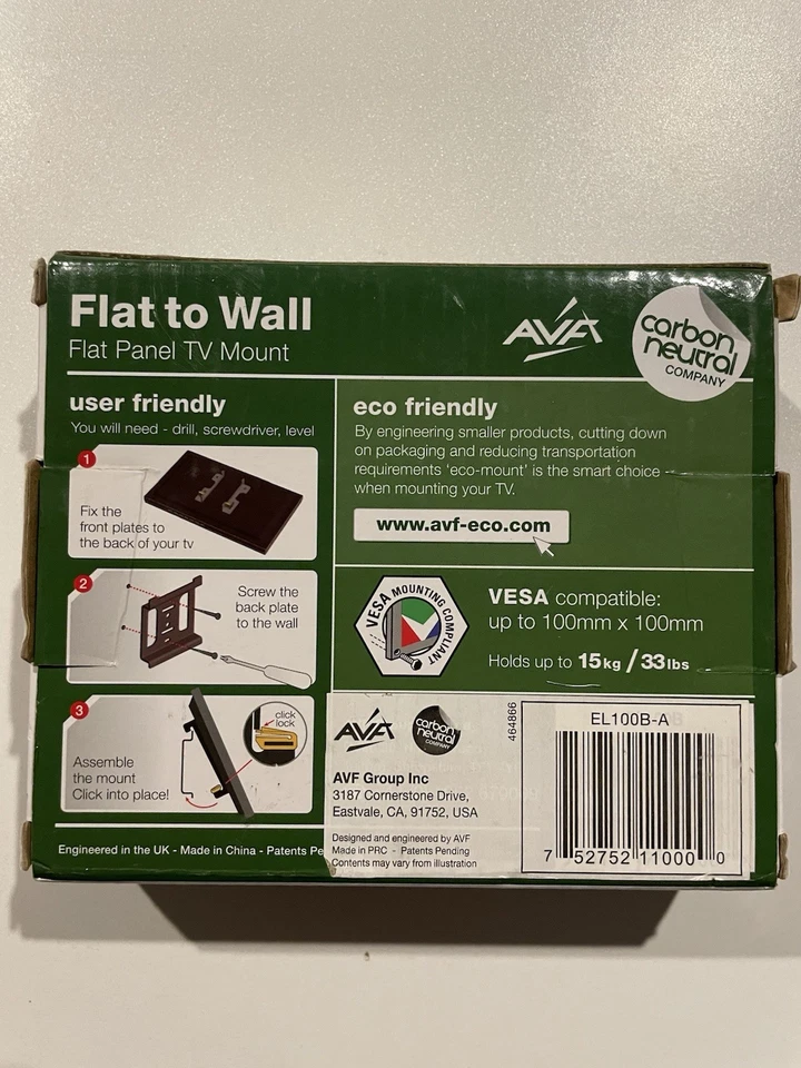 AVF EL100B-A Flat to Wall Low Profile TV Wall Mount for 12-Inch to 25-Inch TV - Image 2 of 2